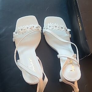 Lulu's White Floral Strap Heeled Sandals